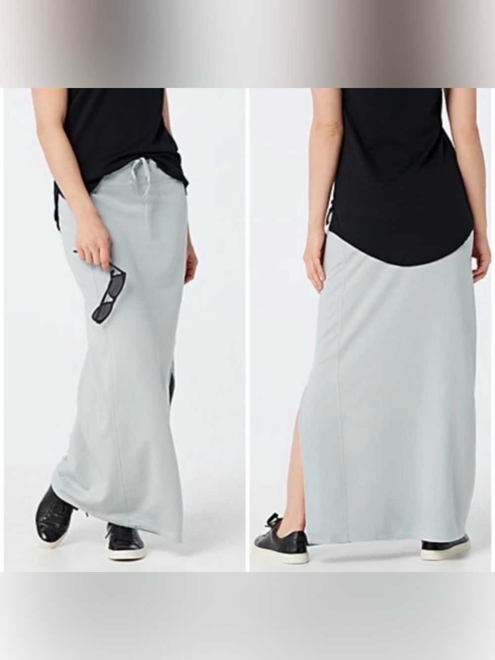 NWOT Barefoot Dreams Malibu Collection Luxe Lounge Maxi Skirt Blue Water 3X